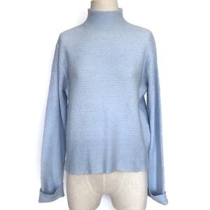 Blacktape Pastel Blue Mockneck Ribbed Boxy Sweater Small